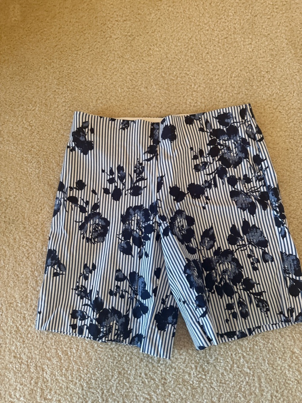 Striped Navy Floral Shorts